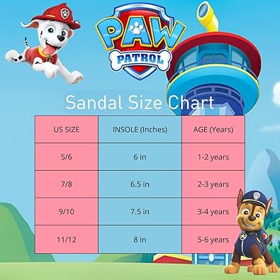 Sandalias de punta abierta con correa ajustable para niños de Nickelodeon Paw Patrol - Zapatos para el agua Chase Marshall para playa, piscina, impermeables - Azul (para niños pequeños)