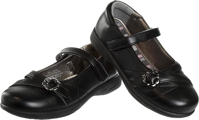 Zapatos Mary Jane para niñas de French Toast, planos, para uniforme escolar, con tirantes, para vestir formales, sin cordones, color negro (talla 5 para niños pequeños)