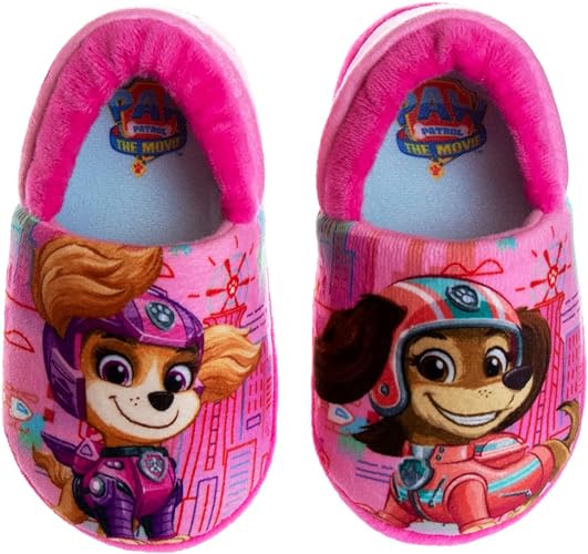 Josmo Kids Girls Paw patrol slippers - Skye and Everest indoor cute house shoes plush fuzzy shoes paw slippers kids slippers girls (toddler/little kid)