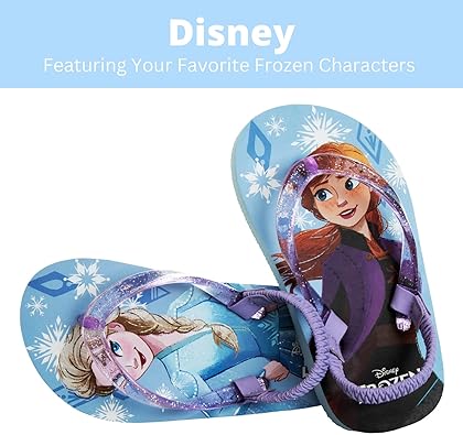 Disney Frozen Character Flip Flops Sandals Kids Water Shoes Beach Slides Summer Slip On Quick Dry (Toddler-Little Kid)