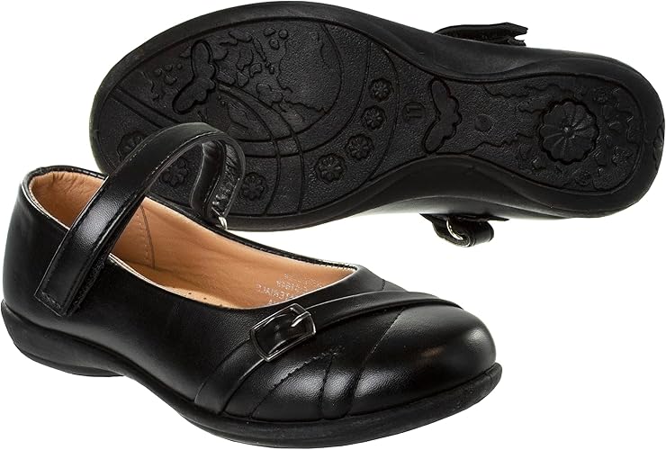 Zapatos Mary Jane para niñas de Josmo, uniforme escolar, bailarinas, sin cordones, color negro (talla 5 para niñas pequeñas)