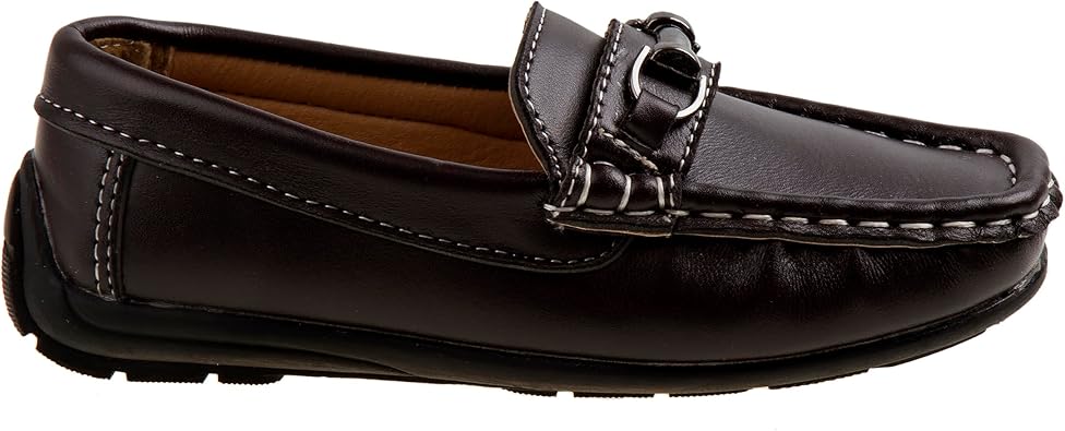 Zapatos para niños Josmo: mocasines náuticos informales (para niños pequeños/niños grandes), talla 5 para niños pequeños, hebilla cuadrada negra