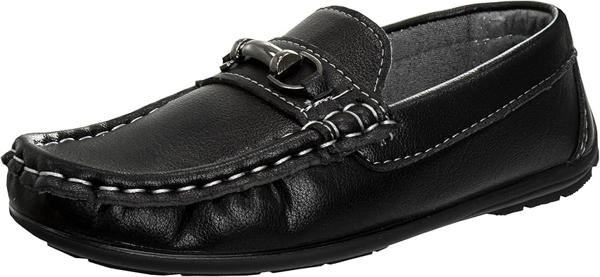 Mocasines de conducción Josmo para niños - Zapatos náuticos informales sin cordones Penny - Negro (5 niños pequeños)