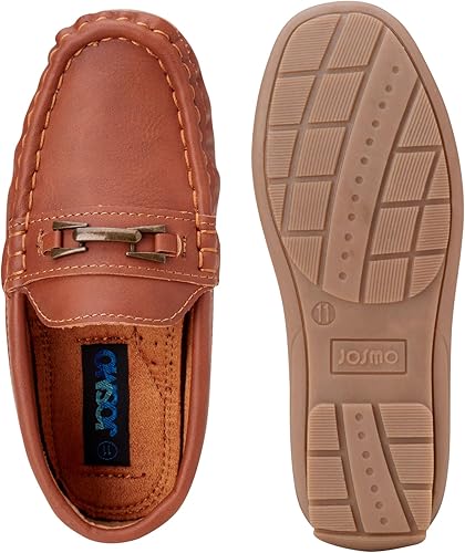 Josmo Boys’ Shoes – Casual Leatherette Moccasin Driving Loafers (Size: 5T-5 Big Kid)