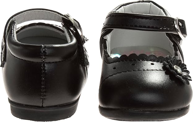 Zapatos planos Mary Jane sin cordones para niñas de Josmo Baby - Zapatos formales de vestir para bebés recién nacidos - Uniforme escolar - Negro (talla 3 para bebés)