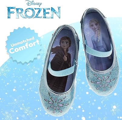 Disney Frozen Mary Jane Flats - Zapatos sin cordones con personajes de princesas para niños (bebés/niños pequeños)