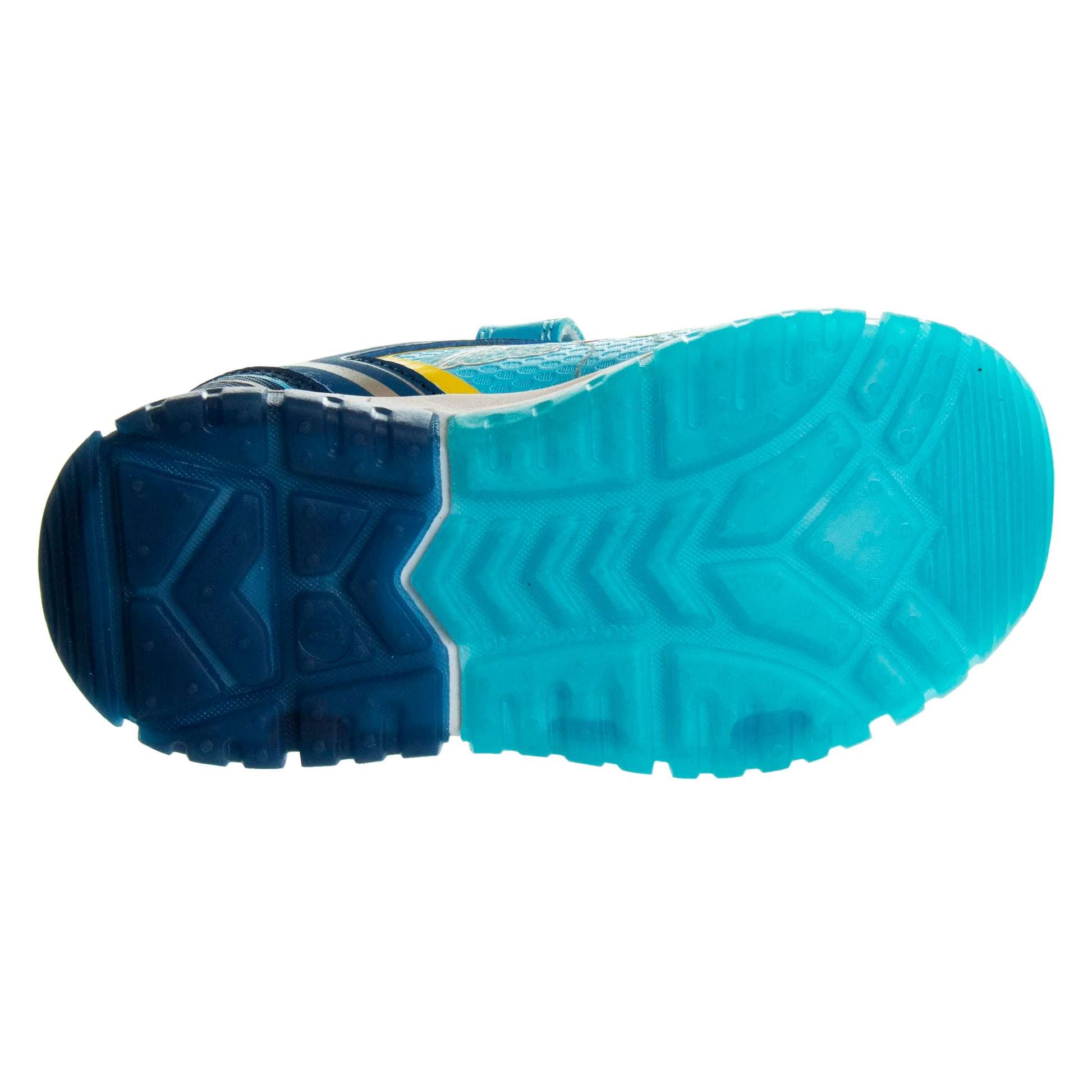 Josmo Boys Cocomelon Shoes - Zapatillas deportivas de tenis para niños unisex Cocomelon JJ sin cordones y con luces para niños pequeños (azul/amarillo/azul marino) 