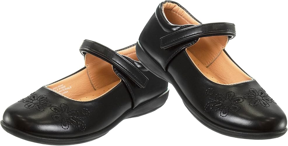 Zapatos Mary Jane para niñas de Josmo, uniforme escolar, bailarinas, sin cordones, color negro (talla 5 para niñas pequeñas)