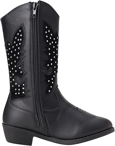 Botas KENSIE GIRL - Botas vaqueras occidentales para niñas (bebé/niña), talla 6 para niñas pequeñas, tachas negras