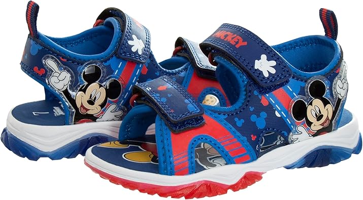 Sandalias de Mickey Mouse de Disney con luz LED y correa ajustable con punta abierta - Sandalias de Mickey Mouse para niños y niñas (bebés y niños pequeños)