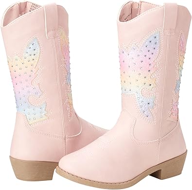 Botas KENSIE GIRL - Botas vaqueras occidentales para niñas (bebé/niña), talla 6 para niñas pequeñas, tachas negras