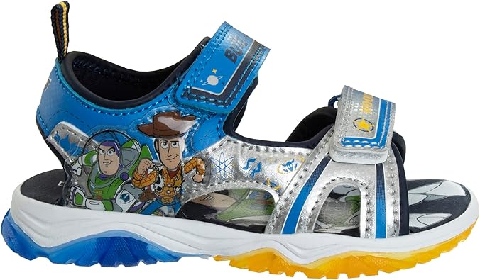 Sandalias de Toy Story con luz LED y correa ajustable con punta abierta - Sandalias para niños Sheriff Woody y Buzz Lightyear - Zapatos acuáticos (para niños pequeños y grandes)