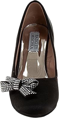 Badgley Mischka Closed Toe Heels for Kids Girls - Block Heel Dress Shoe Pumps with Crystal Frame (Sizes 13-6 Little Kid-Big Kid)