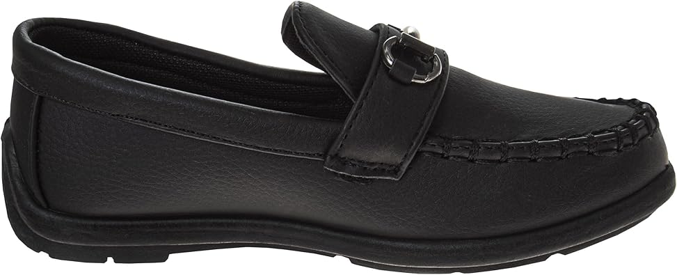 Zapatos para niños Josmo: mocasines casuales de cuero sintético para conducir (talla: 5T-5 para niños grandes), talla 5 para niños pequeños, color negro