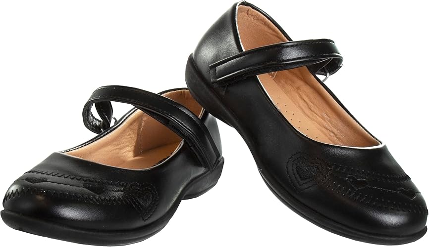 Zapatos Mary Jane para niñas de Josmo, uniforme escolar, bailarinas, sin cordones, color negro (talla 5 para niñas pequeñas)