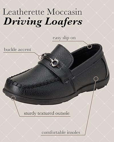 Zapatos para niños Josmo: mocasines casuales de cuero sintético para conducir (talla: 5T-5 para niños grandes), talla 5 para niños pequeños, color negro