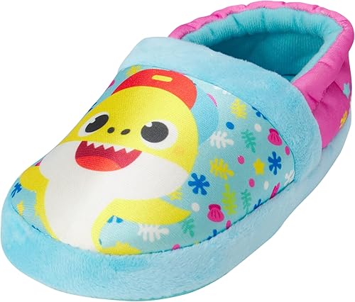 Nickelodeon Toddler Boys' and Girls’ Baby Shark Slippers - Plush Fuzzy Slippers, Non-Skid Sole (Toddler/Kid)