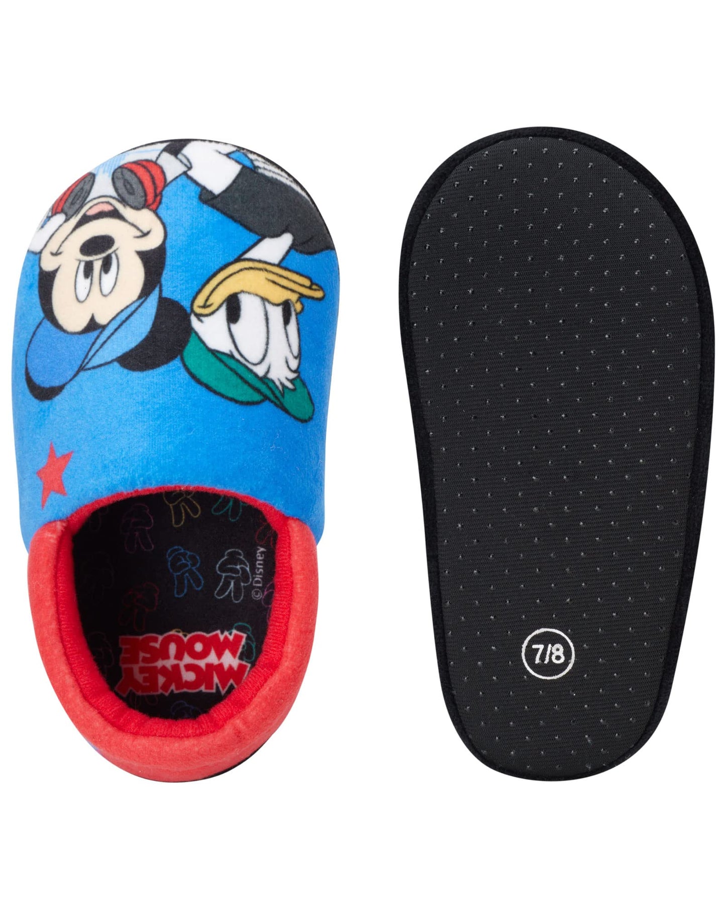 Pantuflas de Mickey Mouse de Disney para niños: pantuflas de felpa, ligeras, cálidas y cómodas, suaves, para niños pequeños