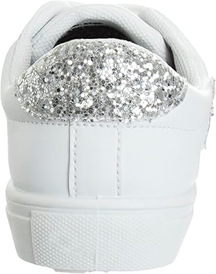 Zapatillas Kensie Girl con cordones antideslizantes - Zapatos casuales de moda de caña baja - Todo blanco (talla 11 para niñas pequeñas)