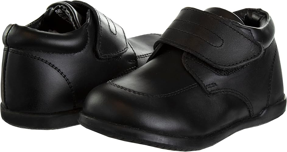 Josmo Smart Step - Zapatos para caminar para bebés, primeros pasos, botas de vestir de cuero, suela antideslizante, caña alta, color negro (talla 3 para bebés)