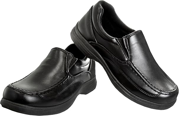 French Toast Boys Shoes - Kids Oxford School Uniform Loafer Church Dress Shoes Slip-On Faux-Leather (Little Kid-Big Kid) (Black)