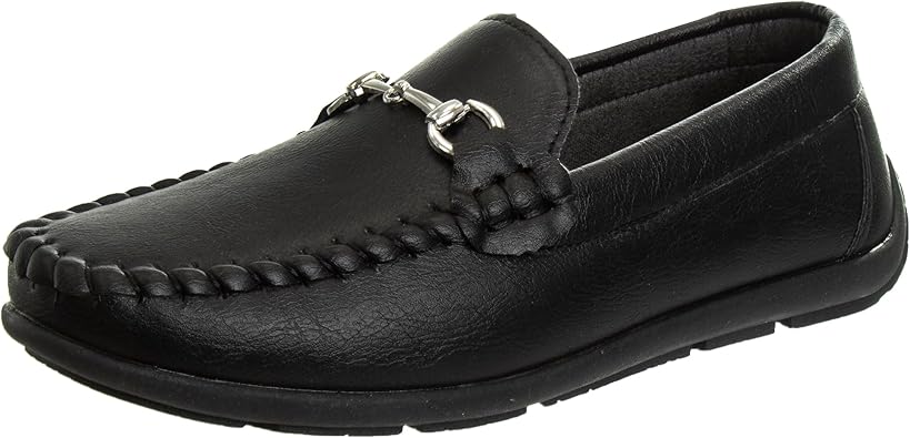 Mocasines de conducción Josmo para niños - Zapatos náuticos informales sin cordones Penny - Negro (5 niños pequeños)