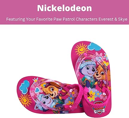 Nickelodeon Paw Patrol Flip Flop Sandals for kids girls - Skye Everest Slip-on Swim Pool Slides Quick Dry Water Shoes with Backstrap - Pink (Toddler - Little Kid)