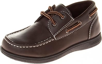 Zapatos para niños Josmo: mocasines náuticos informales (para niños pequeños/niños grandes), talla 5 para niños pequeños, hebilla cuadrada negra