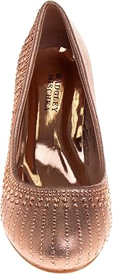 Badgley Mischka Closed Toe Heels for Kids Girls - Block Heel Dress Shoe Pumps with Crystal Frame (Sizes 13-6 Little Kid-Big Kid)