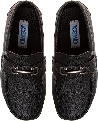 Zapatos para niños Josmo: mocasines casuales de cuero sintético para conducir (talla: 5T-5 para niños grandes), talla 5 para niños pequeños, color negro