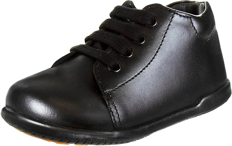 Josmo Smart Step - Zapatos para caminar para bebés, primeros pasos, botas de vestir de cuero, suela antideslizante, caña alta, color negro (talla 3 para bebés)