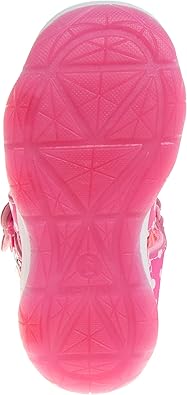 Disney Girls Minnie Mouse Sandals LED Light Up Water Shoes - Closed Toe SlipOn Waterproof Adjustable Strap Character Slides - Pink Glitter (Toddler - Little Kid)