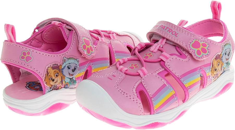 Zapatos con luces de la Patrulla Canina para niñas de Nickelodeon - Sandalias de verano - Zapatos para el agua para niños - Skye Everest Beach Correa ajustable Punta cerrada Deporte al aire libre Personaje héroe Luces (Niño pequeño/niña pequeña)