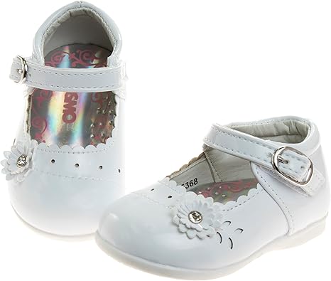 Zapatos planos Mary Jane sin cordones para niñas de Josmo Baby - Zapatos formales de vestir para bebés recién nacidos - Uniforme escolar - Negro (talla 3 para bebés)