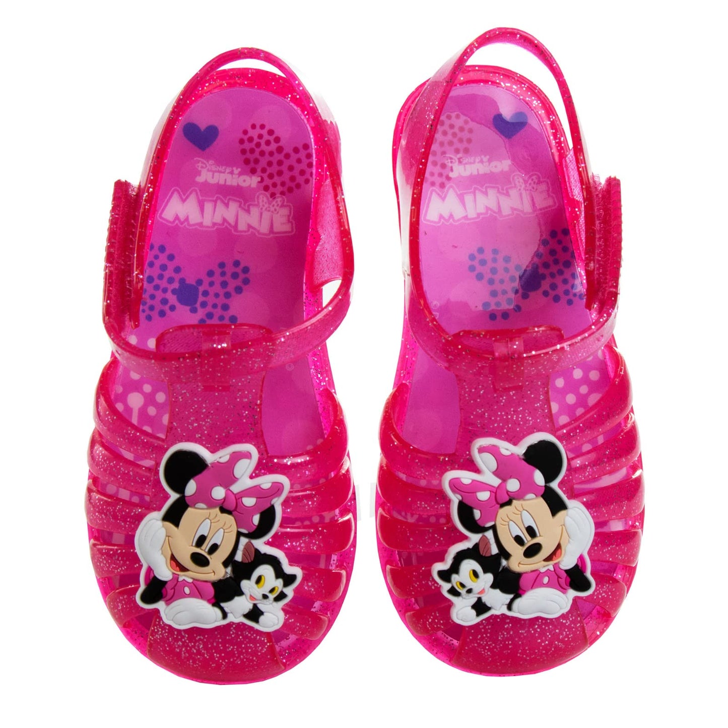 Sandalias de gelatina de Minnie Mouse de Disney: chanclas de verano para playa, sin cordones, con purpurina rosa (para niños pequeños)