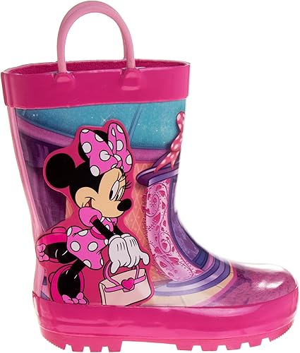 Botas de lluvia impermeables de Minnie Mouse con asa fácil de tirar (para niños pequeños)