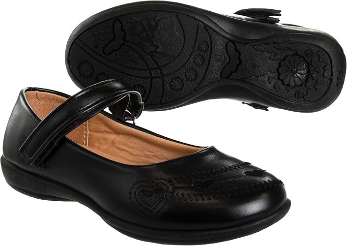 Zapatos Mary Jane para niñas de Josmo, uniforme escolar, bailarinas, sin cordones, color negro (talla 5 para niñas pequeñas)