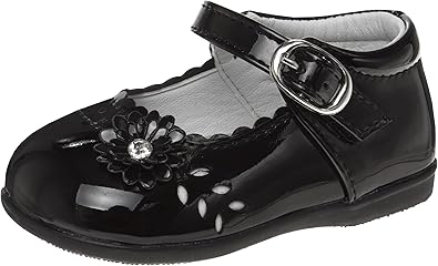 Zapatos planos Mary Jane sin cordones para niñas de Josmo Baby - Zapatos formales de vestir para bebés recién nacidos - Uniforme escolar - Negro (talla 3 para bebés)