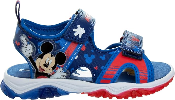 Sandalias de Mickey Mouse de Disney con luz LED y correa ajustable con punta abierta - Sandalias de Mickey Mouse para niños y niñas (bebés y niños pequeños)