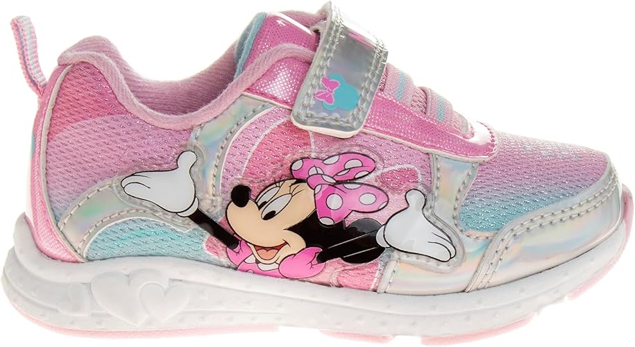 Zapatos de Minnie Mouse de Disney para niñas: zapatillas sin cordones con luces de Minnie Mouse (niña pequeña)