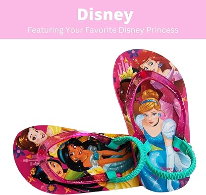 Disney Princess Character Flip Flops Sandals Kids Water Shoes Beach Slides Summer Slip On Quick Dry (Toddler-Little Kid)