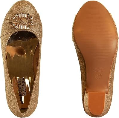 Badgley Mischka Closed Toe Heels for Kids Girls - Block Heel Dress Shoe Pumps with Crystal Frame (Sizes 13-6 Little Kid-Big Kid)