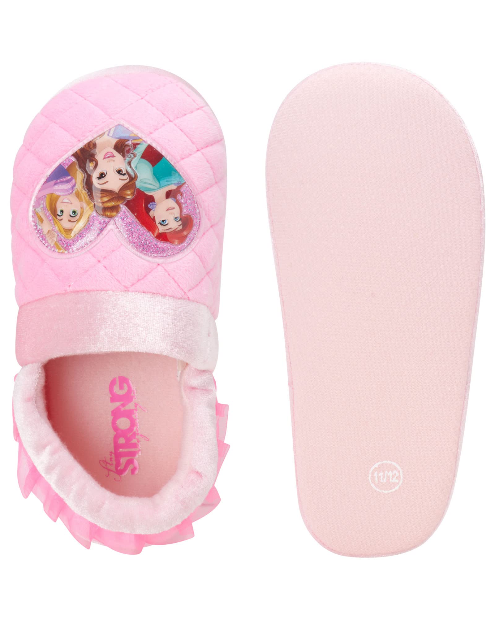 Pantuflas de princesas de Disney, Cenicienta, Jasmine, Ariel, Rapunzel, Tianna, Belle, felpa, ligeras, cálidas, cómodas, suaves, para niñas pequeñas, con lazo rosa (para bebés y niños pequeños)