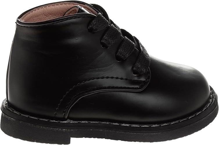 Josmo Baby - Zapatos unisex para caminar para niños y niñas, botas de vestir sintéticas ligeras, suela antideslizante, caña alta, color negro (talla 2 para bebés)