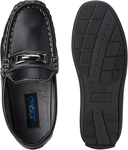 Zapatos para niños Josmo: mocasines casuales de cuero sintético para conducir (talla: 5T-5 para niños grandes), talla 5 para niños pequeños, color negro