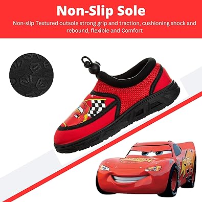 Disney Cars Water Shoes Kids Sandals -  Lightning McQueen Pool Aqua Socks Bungee Waterproof Quick Dry (toddler-little kid)