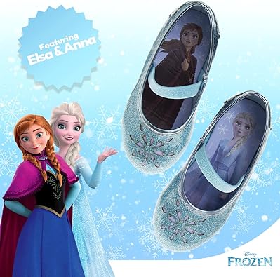 Disney Frozen Mary Jane Flats - Kids Character Princess Dress up Slip-on Shoes (Toddler/Little Kid)