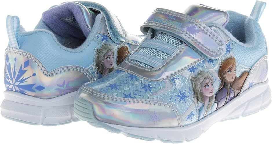 Zapatillas de deporte Frozen de Disney para niñas: zapatillas para correr sin cordones con luces (niña pequeña)