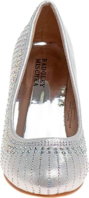 Badgley Mischka Closed Toe Heels for Kids Girls - Block Heel Dress Shoe Pumps with Crystal Frame (Sizes 13-6 Little Kid-Big Kid)