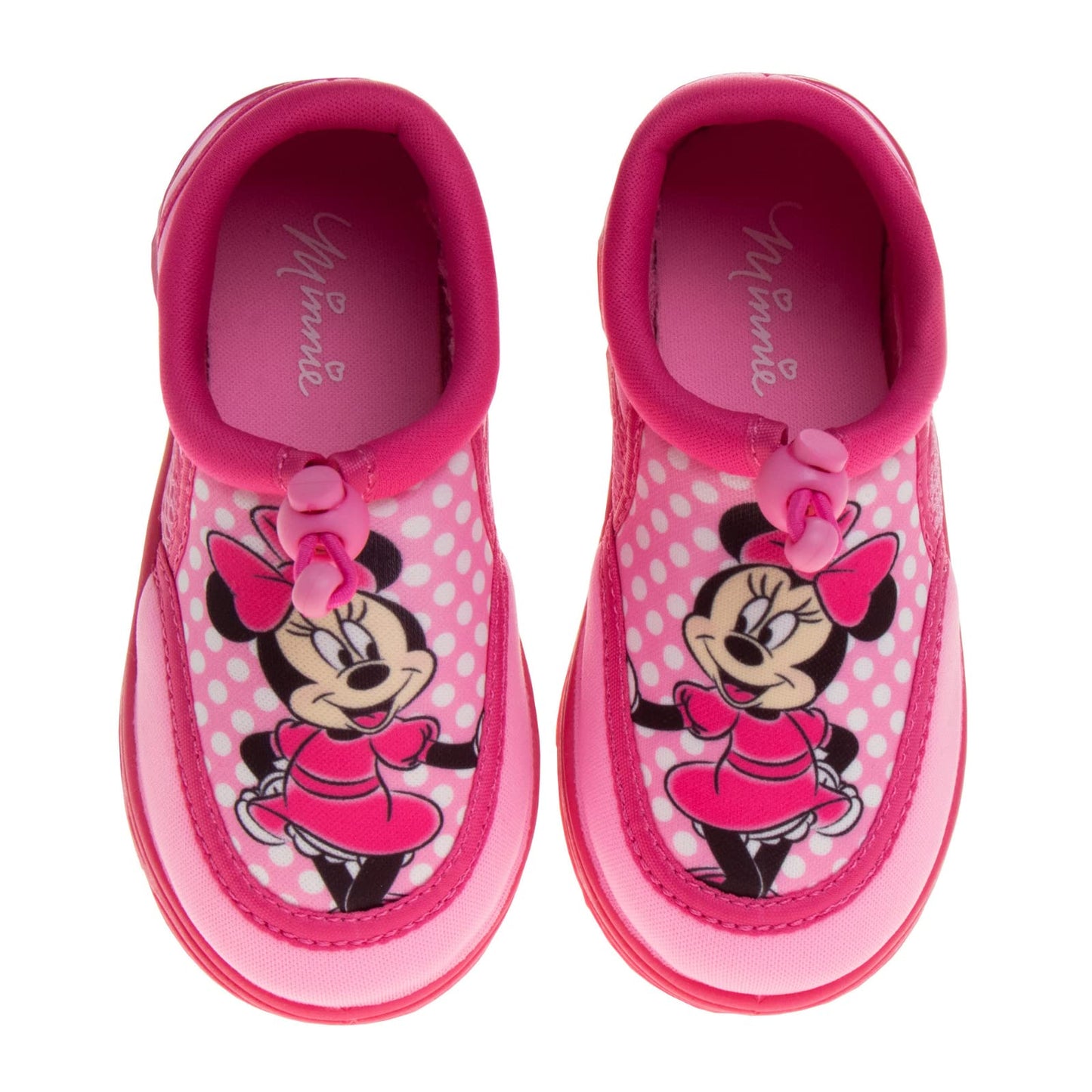 Zapatos acuáticos de Minnie Mouse de Disney - Calcetines acuáticos para piscina para niños - Sandalias de princesa con cordones elásticos impermeables para playa, toboganes deportivos de verano sin cordones de secado rápido (para niños pequeños/bebés)